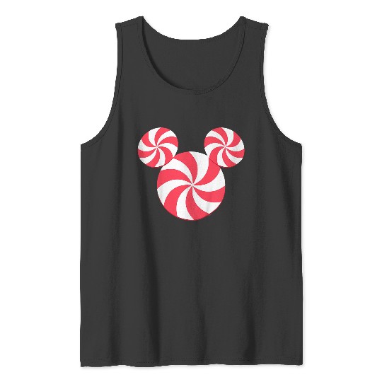 Disneyss Mickey Mouse Icon Christmas Peppermint Candy Holiday Tank Tops