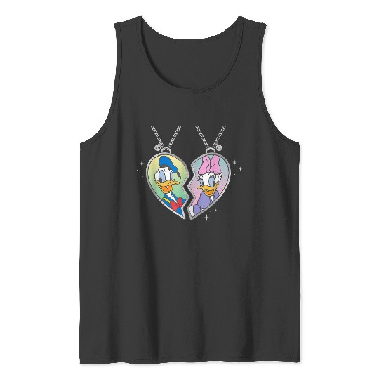 Disneyss Donald And Daisy Duck Love Heart Necklace Matching Tank Tops