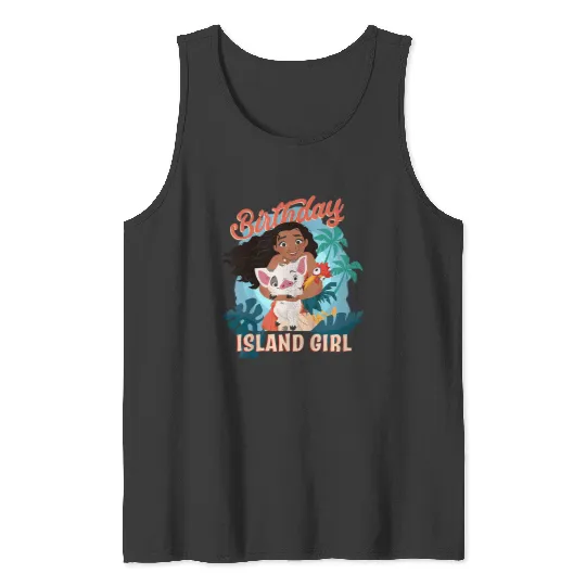 Disneyss Moana Birthday Island Girl Moana Pua Hei Hei Big Logo Tank Tops