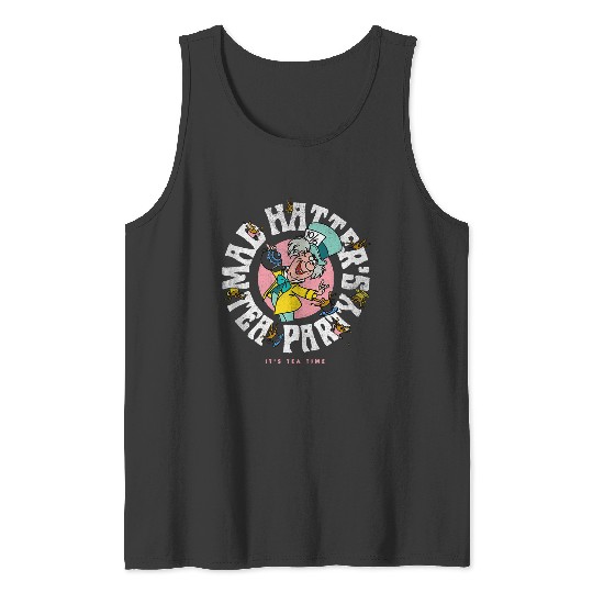 Disneyss Alice In Wonderland Mad Hatter Team Party Big Logo Tank Tops