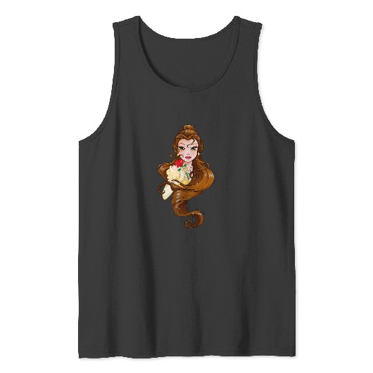 Disney Belle Black Classic Fit    Adult Round Neck Short Sleeve Fantasy Tee Tank Tops
