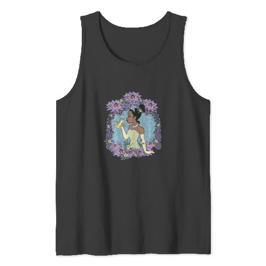 Disney Princess And The Frog Tiana Floral Frame Portrait Tank Tops