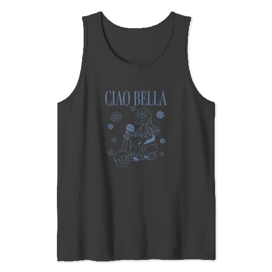 Disneyss Lizzy Mcguire Ciao Bella Lizzie Outline Retro Logo Tank Tops