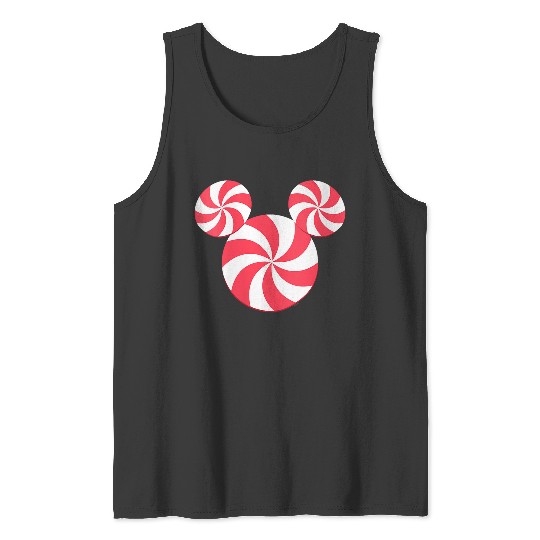 Disneyss New Mickey Icon Christmas Peppermint Candy Holiday Tank Tops