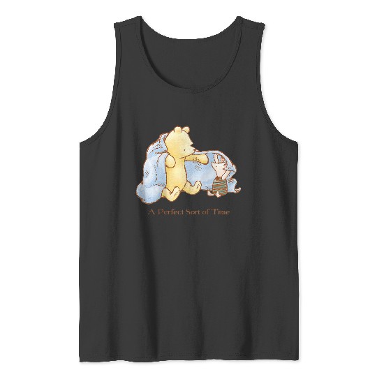 Disneyss Winnie The Pooh A Perfect Sort Of Time Sketch Logo Tank Tops