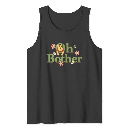Disneyss Winnie The Pooh Oh Bother Cute Floral Chest Text Logo Tank Tops
