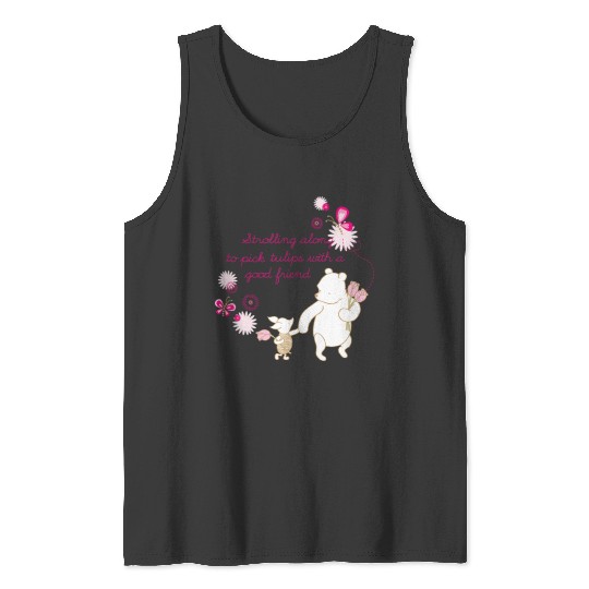Disneyss Winnie The Pooh Piglet Cute Flowers Big Chest Logo Tank Tops