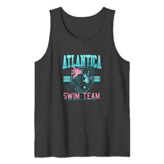 Disneyss The Little Mermaid Atlantica Swim Team Big Chest Logo Tank Tops