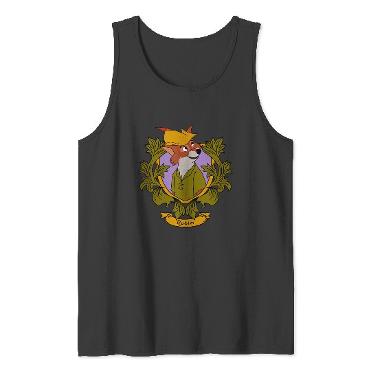 Disneyss Robin Hood Robin Vintages Floral Portrait Tank Tops