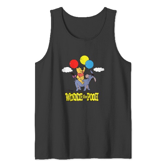 Disneyss Winnie The Pooh And Eeyore Floating With Balloons Tank Tops
