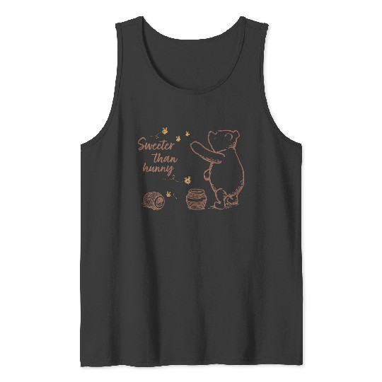 Disneyss Winnie The Pooh Sweeter Than Hunny Outline Big Logo Tank Tops
