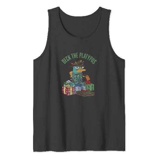 Disney Phineas and Ferb Christmas Perry Deck The Platypus Tank Tops