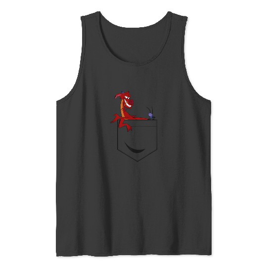 Disney Mulan Mushu Left Chest Pocket Graphic Hoodie Tank Tops