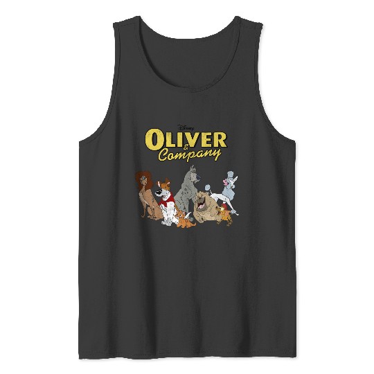 Disney Oliver & Company Group Shot Dog Gang Logo Long Sleeve Tank Tops