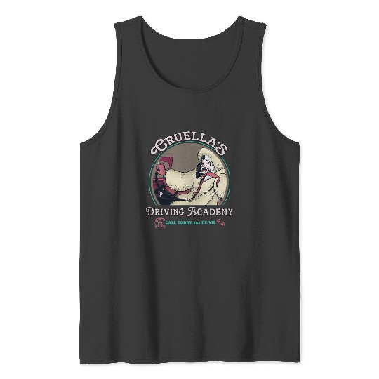 Disney Villains Cruella's Driving Academy Retro Chest Poster Tank Tops
