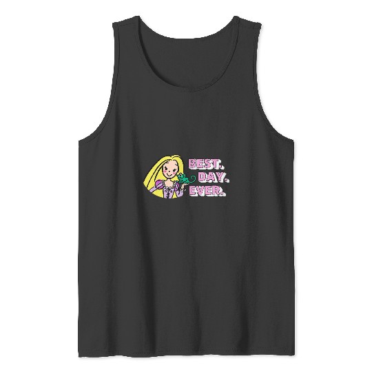 Disney Tangled Rapunzel Pascal Drawing Best Day Ever Logo Tank Tops