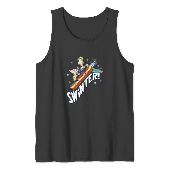 Disney Phineas And Ferb Swinter! Snowboarding Shot Snowboarding Tank Tops