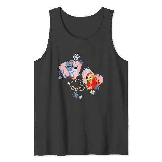 Disneyss Lady And The Tramp Valentine Day Love Spaghetti Tank Tops