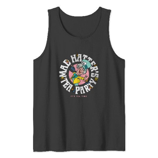 Disneyss Alice In Wonderland Mad Hatter Team Party Big Logo Tank Tops