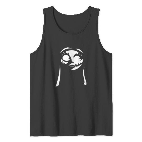 Disney The Nightmare Before Christmas Sally Big Face Merry Christmas Tank Tops