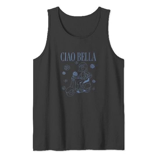Disneyss Lizzy Mcguire Ciao Bella Lizzie Outline Retro Logo Tank Tops