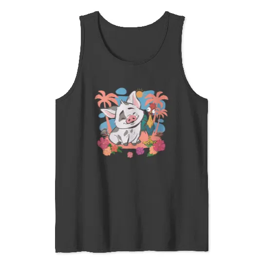Disneyss Moana 2 Cute Pua Hei Hei Best Friends Tropical Logo Tank Tops