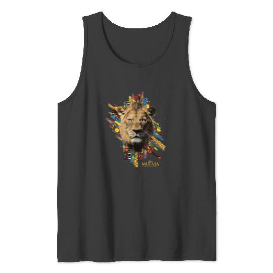 Disney Mufasa The Lion King Movie Face And Textile Patterns Tank Tops