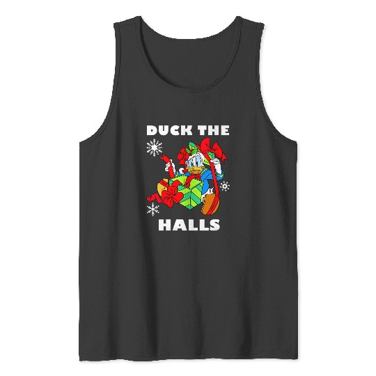 Womens Disney Donald Duck The Halls Christmas Portrait V-Neck Tank Tops