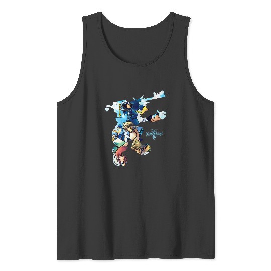 Disney Kingdom Hearts Heroes Group Shot Sora Silhouette Fill Premium Tank Tops