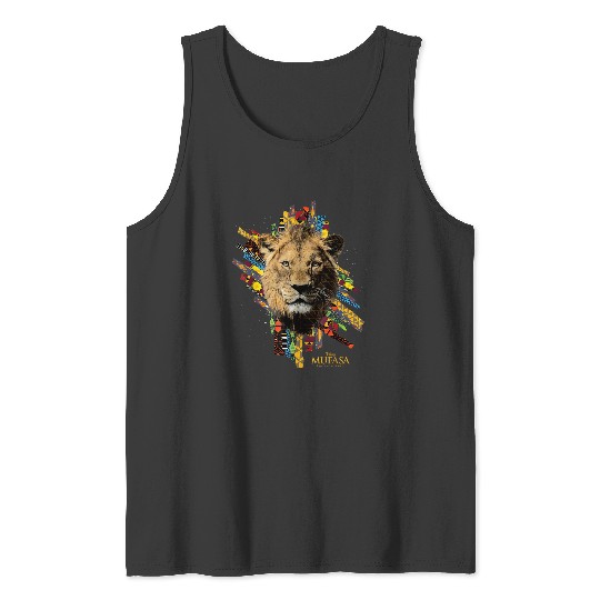 Disney Mufasa The Lion King Movie Face And Textile Patterns Tank Tops
