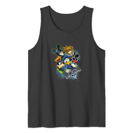 Disney Kingdom Hearts Donald Mickey Goofy Sora Group Grid V-Neck Tank Tops