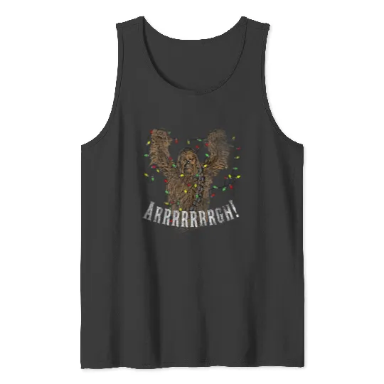 Star Warss Chewbacca Roar Christmas Lights Distressed Disneyss+ Tank Tops