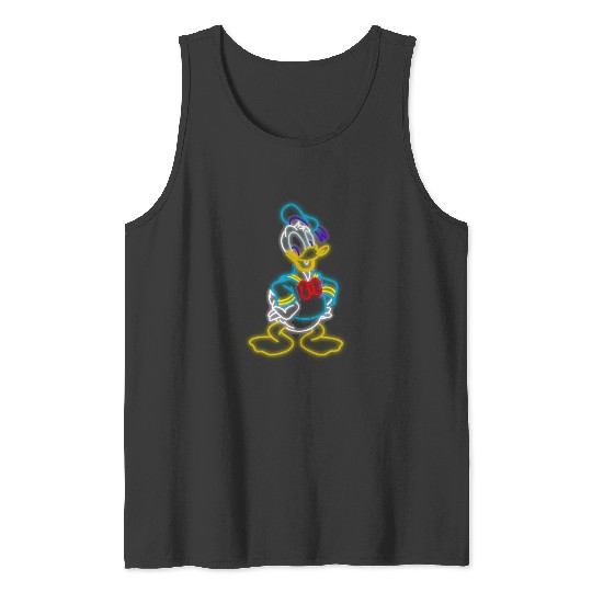 Neon Donald Duck  SALE!! Mickey Retro Disney Shirt, Mickey Checkered Shirt, Vintage Disney, Retro Mickey, Mickey Gift S-5XL Tank Tops