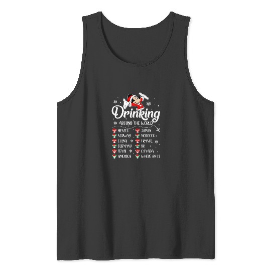 Drinking Around The World Christmas  SALE!! Mickey Retro Disney Shirt, Mickey Checkered Shirt, Vintage Disney, Retro Mickey, Mickey Gift S-5XL Tank Tops