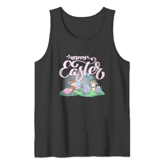 Disneyss Bambi Happy Easter Thumper Miss Bunny Vintages Logo Vneck Tank Tops