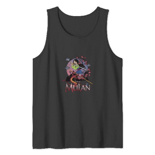 Disney Mulan And Mushu Collage Portrait Logo Tan Tank Tops