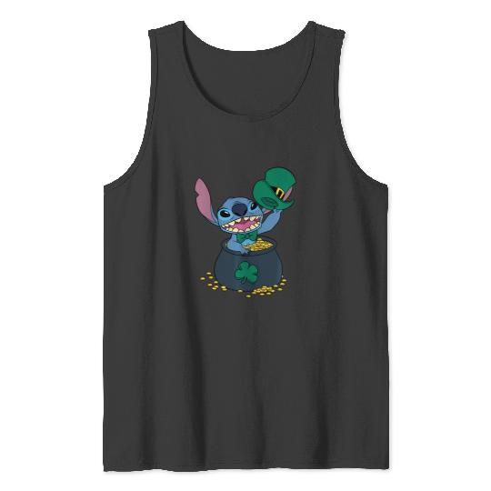 Disney Stitch Pot Of Gold Shamrock St. Patrick'S Day Tank Tops