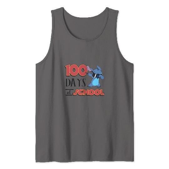 Disney Stitch 100 Days Of School Tank Tops, 100th Day Of School Tank Tops