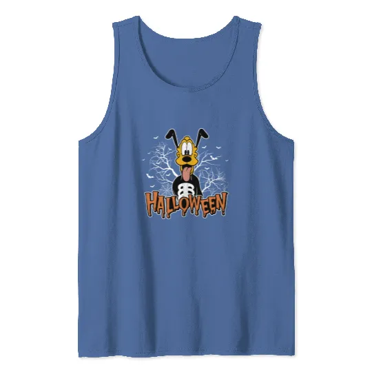 Pluto Skeleton Tank Tops, Halloween Tank Tops, Funny Skeleton Tank Tops, Disney Pluto Tank Tops, Disney Skeleton Tank Tops