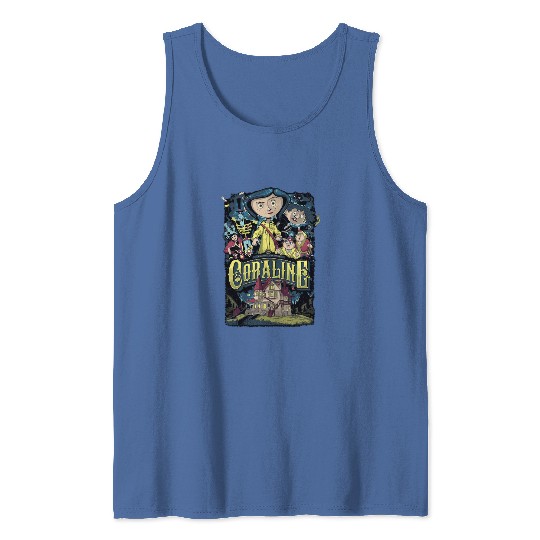 Coraline Tank Tops, Coraline Doll Tank Tops, Vintage Disney Halloween Party Tank Tops