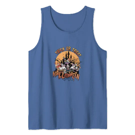 Retro Trick or Treat Disney Halloween Tank Tops, Vintage Disney and Bella Tank Tops