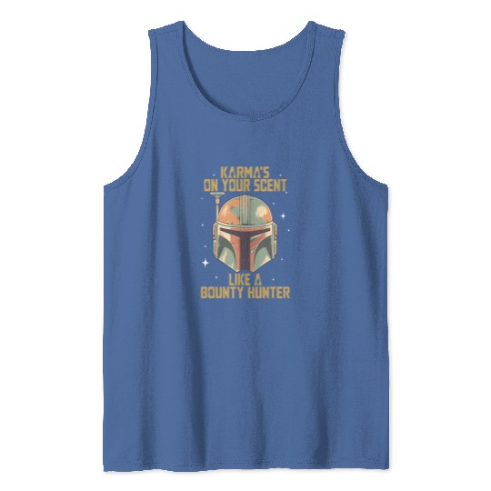 Vintage Mandalorian Inspired Tank Tops, Karma Is On Your Scent Bounty Hunter Tank Tops, Star Wars Tank Tops, Disneyland Tank Tops,  Tank Tops