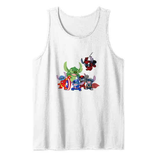 Stitch Avengers Marvel Deadpool Disneyland Tank Tops