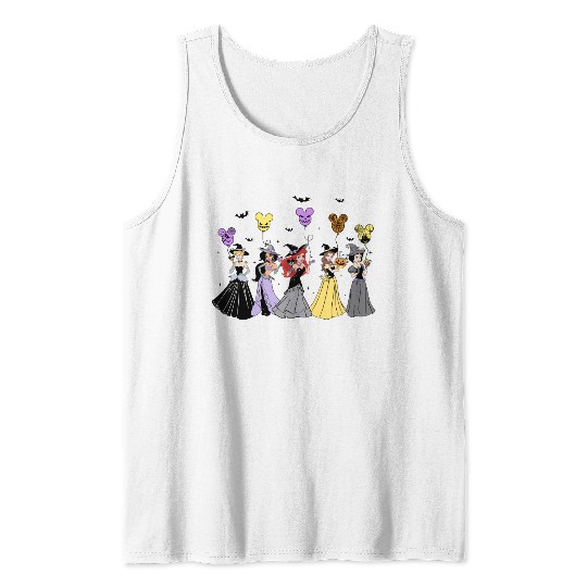 Disney Princess Characters Halloween Balloon Mickey Ears Tank Tops, Disneyland Vacation Halloween Party Gift