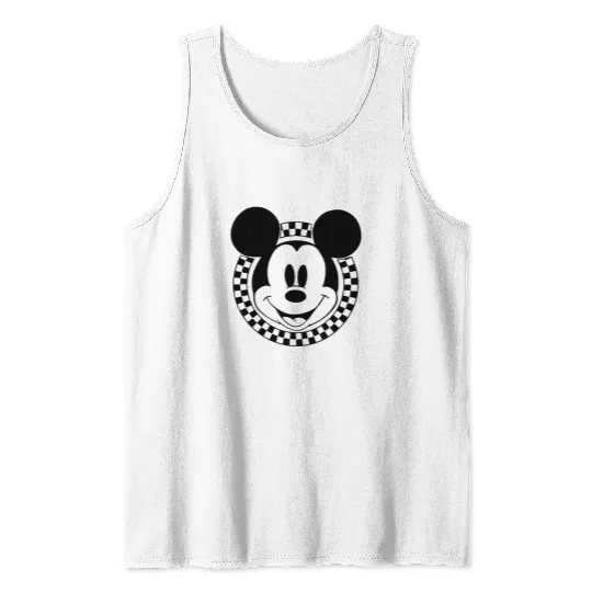 Retro Mickey Checkerboard Circle Tank Tops, Mickey Tank Tops, Disney Mickey Tank Tops