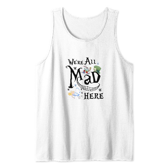 Disney Alice In Wonderland Cheshire Cat We're All Mad Here Retro Tank Tops,