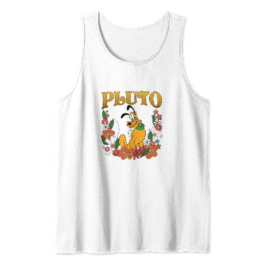 Pluto Dog Disney Floral Tank Tops, Retro Pluto Tank Tops, Disney Pluto Tank Tops, Disney Animal Kingdom Tank Tops