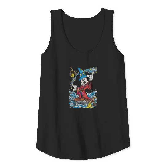Disney Fantasia Sorcerer Mickey Mouse Magic Wizard Retro Tank Tops, Magic Kingdom Tank Tops Family Birthday Gift