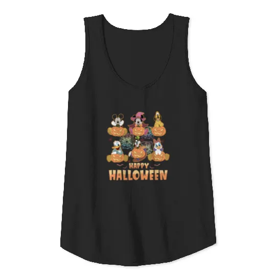 Vintage Mickey and Friends Halloween Tank Tops, Disney Pumpkin Tank Tops