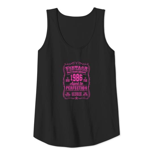 Vintage 1986 Aged to Perfection Pink Print Tank Top